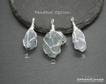 Celestite Raw Pendant, Celestine Rough Necklace, Silver Filled