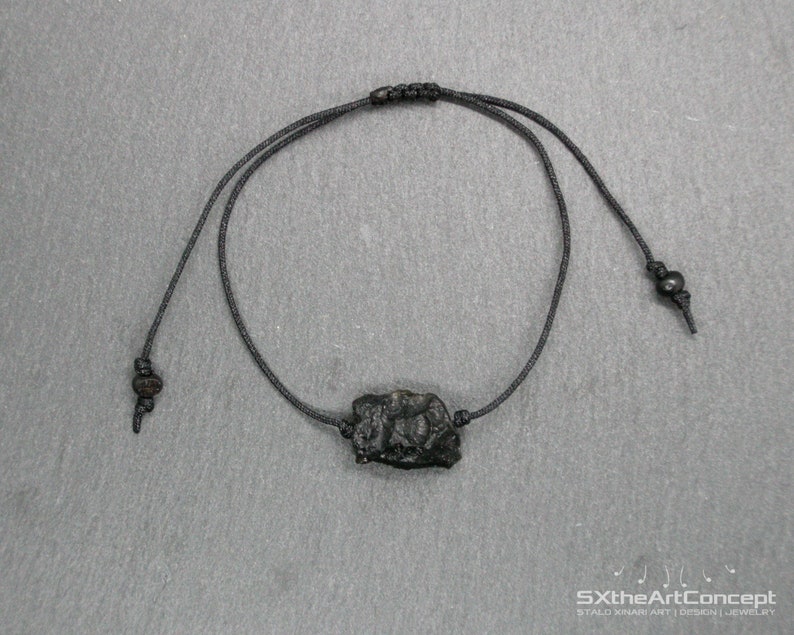 Tektite bracelet, extraterrestrial meteorite stone, adjustable stacking wristband, unisex jewelry image 6