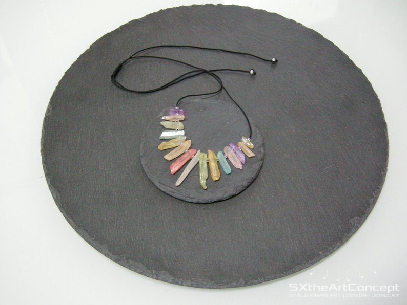 Aura Quartz points necklace, anti stress stone, calming gemstone, summer jewelry, boho chic image 7