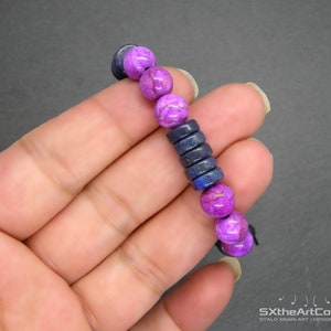 Sugilite, Amethyst and Lapis Lazuli bracelet, Stress relief stones, Third Eye Chakra, Unisex Jewelry
