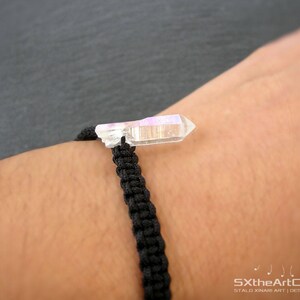 Angel Aura Quartz point bracelet, anxiety panic attack stone, braided unisex jewelry image 10