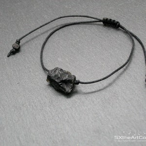 Tektite bracelet, extraterrestrial meteorite stone, adjustable stacking wristband, unisex jewelry image 5