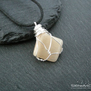 Moonstone pendant, amulet necklace, June birthstone, cancer zodiac, good fortune gemstone, gift for him, men jewelry image 2