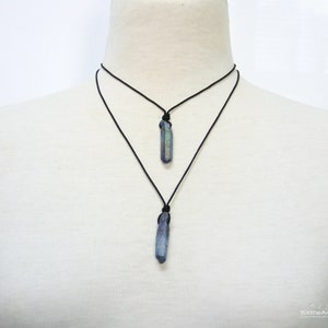 Indigo Aura pendant, Tanzan Aura Quartz crystal point, stress reliever amulet necklace, gift idea for him, choose your point