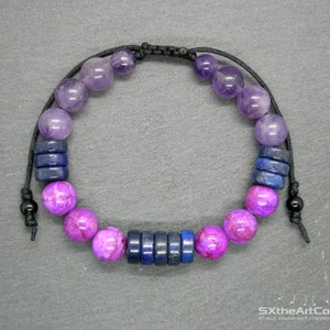 Sugilite, Amethyst and Lapis Lazuli bracelet, Stress relief stones, Third Eye Chakra, Unisex Jewelry
