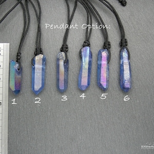 Indigo Aura pendant, Tanzan Aura Quartz crystal point, Celestial blue amulet necklace, gift idea for him, choose your point