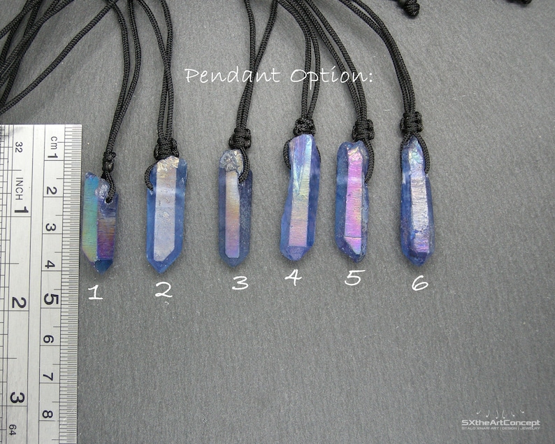 Indigo Aura pendant, Tanzan Aura Quartz crystal point, Celestial blue amulet necklace, gift idea for him, choose your point