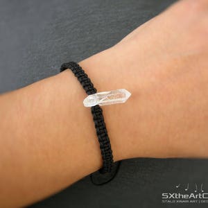 Angel Aura Quartz point bracelet, anxiety panic attack stone, braided unisex jewelry image 9