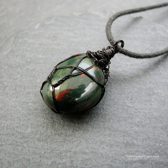 Mens sale bloodstone pendant
