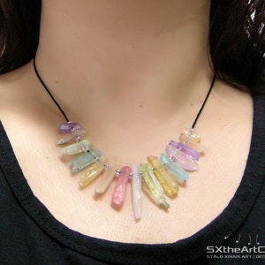 Aura Quartz points necklace, anti stress stone, calming gemstone, summer jewelry, boho chic image 8