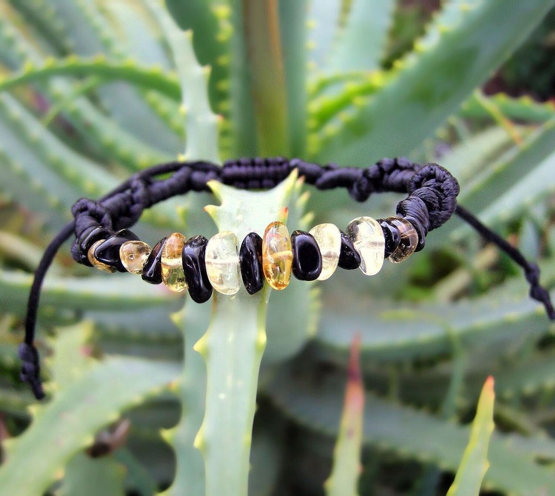 Bracelet DEPRESSION en Tourmaline noire, Citrine et Sélénite