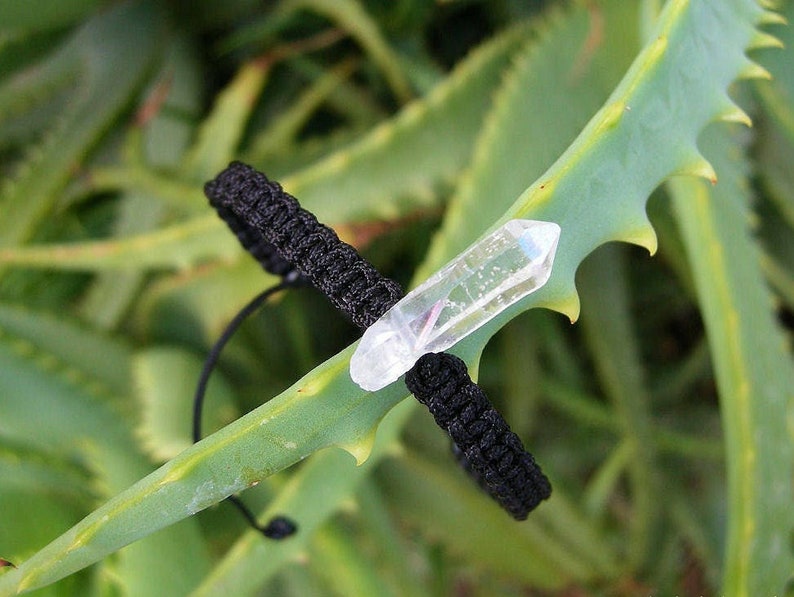 Angel Aura Quartz point bracelet, anxiety panic attack stone, braided unisex jewelry