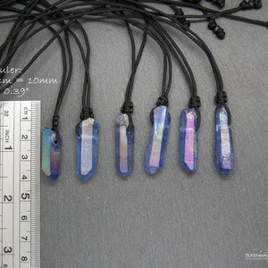 Indigo Aura pendant, Tanzan Aura Quartz crystal point, Celestial blue amulet necklace, gift idea for him, choose your point