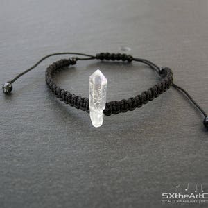 Angel Aura Quartz point bracelet, anxiety panic attack stone, braided unisex jewelry image 3