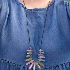 Aura Quartz points necklace, anti stress stone, calming gemstone, summer jewelry, boho chic image 10