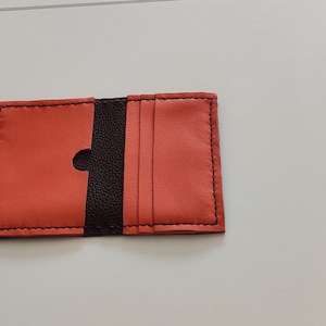 Brown and orange two-tone leather wallet