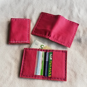 Portacarte in pelle rosa