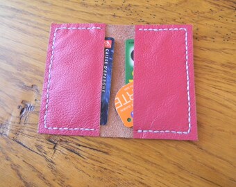 Pochette en cuir pour cartes ou CB de couleur rose