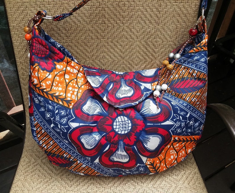 Large Colorful Hobo Fabric Bag....african Wax Print Etsy