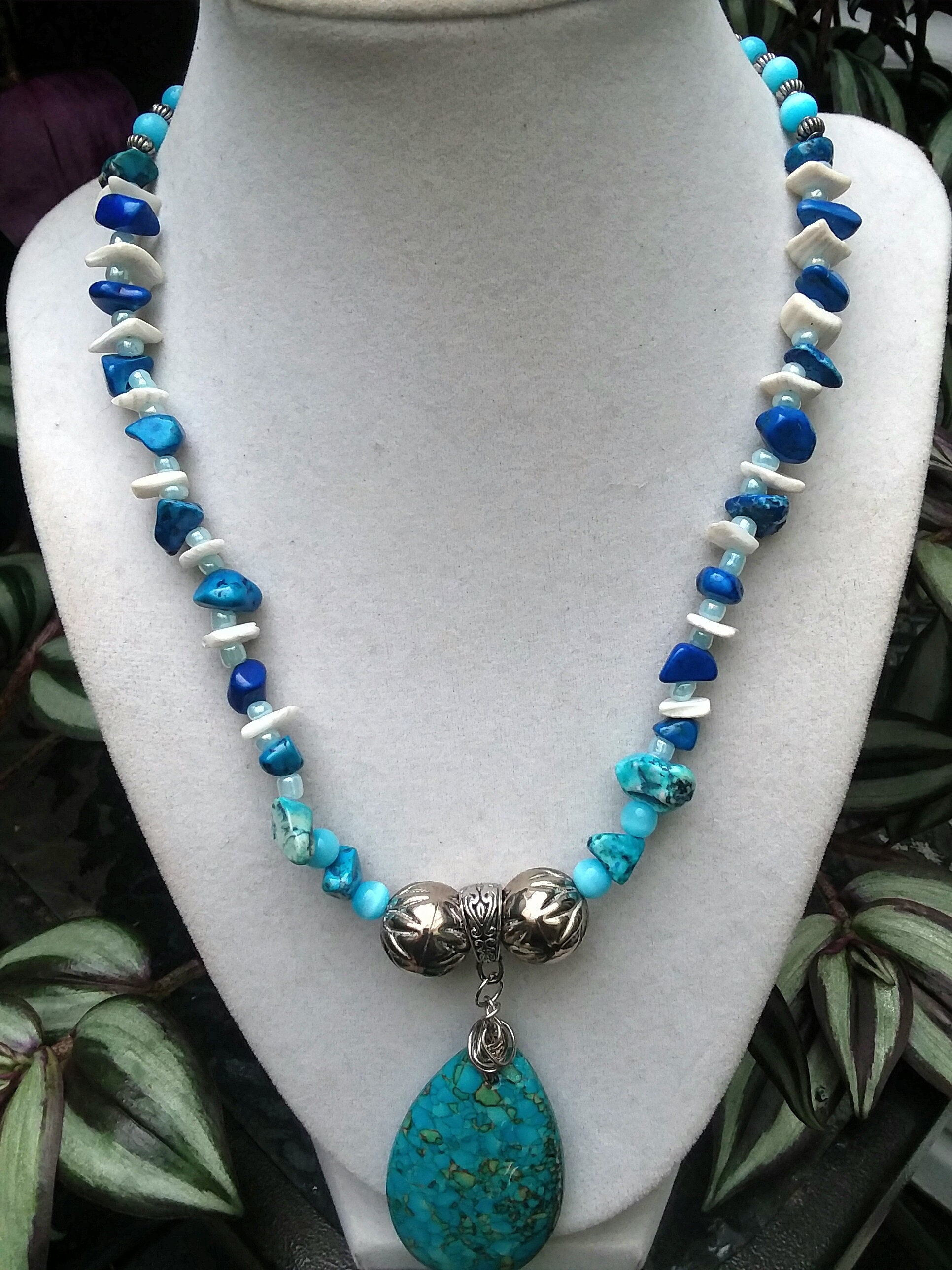 Statement Necklace Bracelet & Earrings Set..turquoise Blue | Etsy
