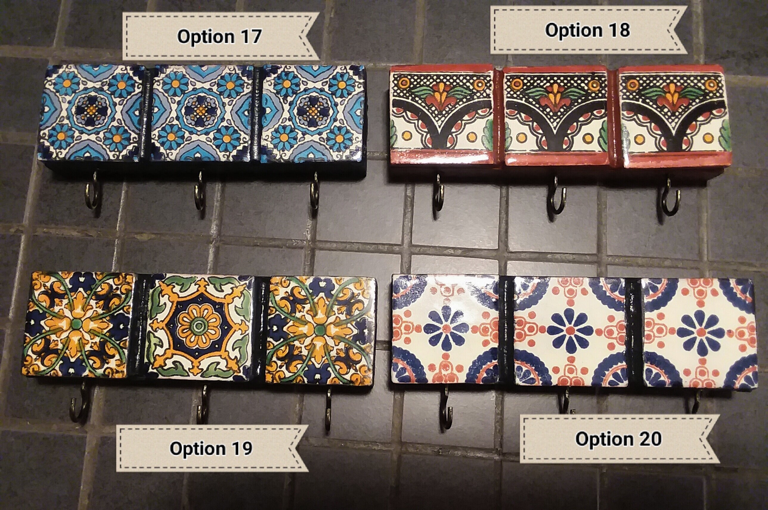 Decorative Tile Key Holder..Mexican Talavera Tiles with 3 Dark Etsy