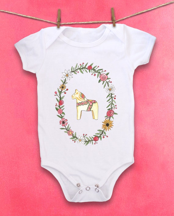 Scandinavian Baby Clothes Swedish Kids Sweden Baby Clothes Sweden Bodysuit Swedish Baby Clothes Swedish One Piece Swedish Dala Horse