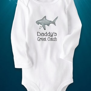 Cute baby bodysuit, Unique baby clothes, Shark baby clothes, Fish baby shower, Nautical baby, Great White Shark, Ocean, Beach baby image 2