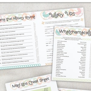 Nursery Rhyme printable ACTIVITIES BUNDLE Baby Shower GAMES printable/instant download classic Mother Goose pastels Design #20MA08