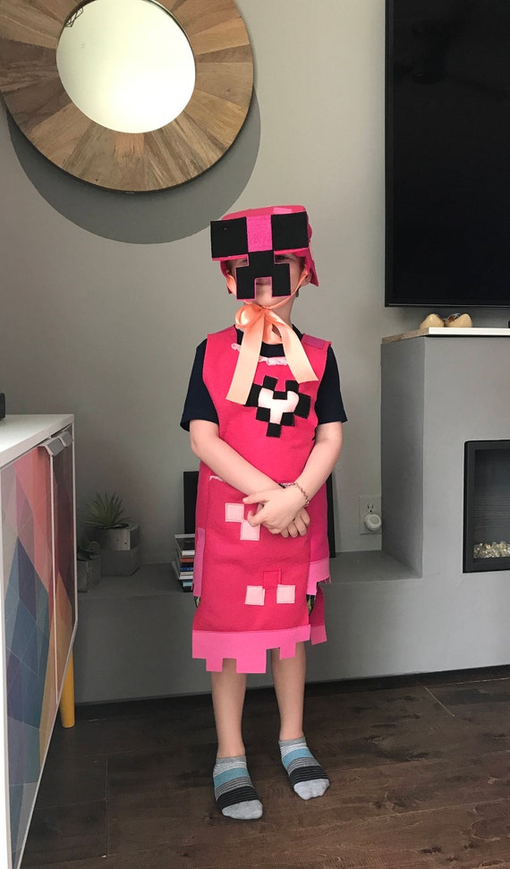 Minecraft Pink Creeper Costume Made To Order Etsy - free roblox hat codes 2018 dominus pink