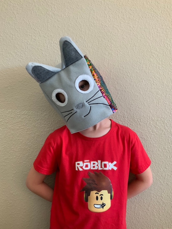 Custom Roblox Pet Simulator Mask Cat Or Rainbow Cat Without Etsy - necklace dominus roblox t shirt