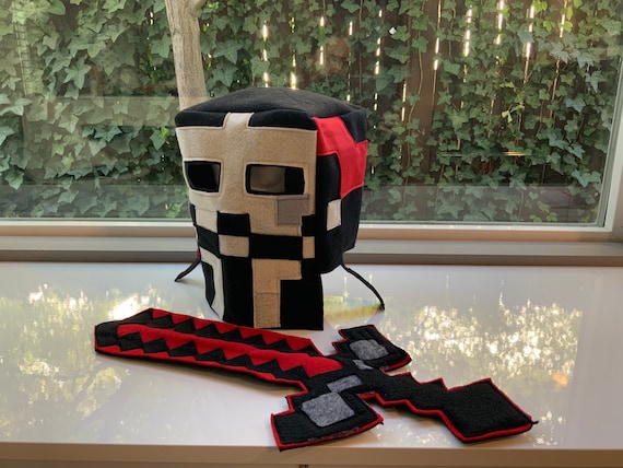 Minecraft Hacker Head Mask And Sword Cutom Made To Order Etsy