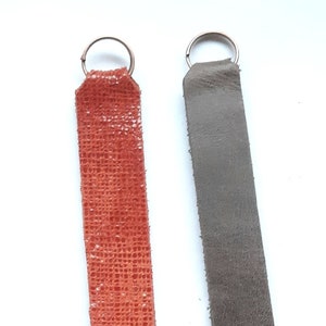 Genuine LEATHER puller helper zipper pendant pockets wallet folders jackets various colors on old copper ring