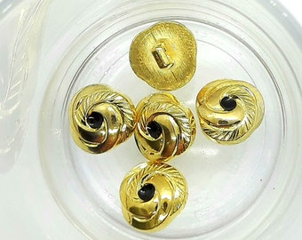 12 pieces (0.20 Euro / piece) 13 mm german vintage blouse glamour decorative buttons gold metallized and black center lacquer knot shape кнопки