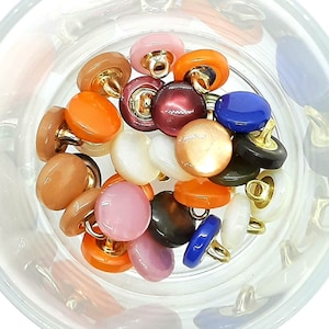 1 or 6 pieces 12 mm 20" blouse button real mother of pearl with glued metal eyelet, varnished and dyed, high quality