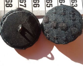 6 pieces (0.80 Euro - 1.10 Euro / piece) vintage fabric buttons coat BLACK with nub structure Button Bouton gomb кнопки כפתורים