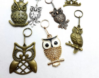 Large Owl Charm Pocket Jewelry Puller Helper Zipper Pendant Metal Color Various Colors