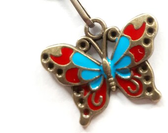 BUTTERFLY Zipper Puller Pendant Metal Socket Color bronze with lack colors