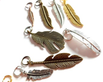 Zipper Puller Pendant Charm Metal Feather