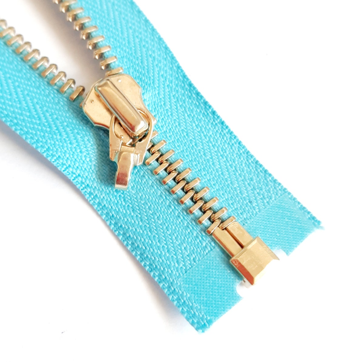 AQUA BLUE M5 Vintage Zip Fastener Metal Teeth Golden Size 5 Etsy UK