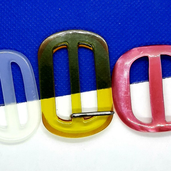 Belt regulator bridge 25 mm Vintage glider and buckle made of plastic various colors and shapes