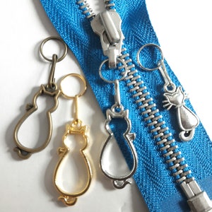 ZIPPER CATS Katze Charm Schmuck Zieher-Helfer Reißverschluss-Anhänger Metall Farbe diverse Farben Bild 1