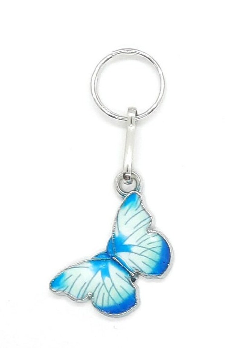 SCHMETTERLING WIESE Charm Reißverschluss Zieher-Helfer Anhänger Metall Fassung Farbe Silber Emaille Style Bild 5