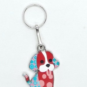 Coloré DOG PUPPIES Charm Bijoux Zipper Key Shoe Bag Mobile Phone Pendentif Métal Couleur Argent 37mm X 15mm Rot