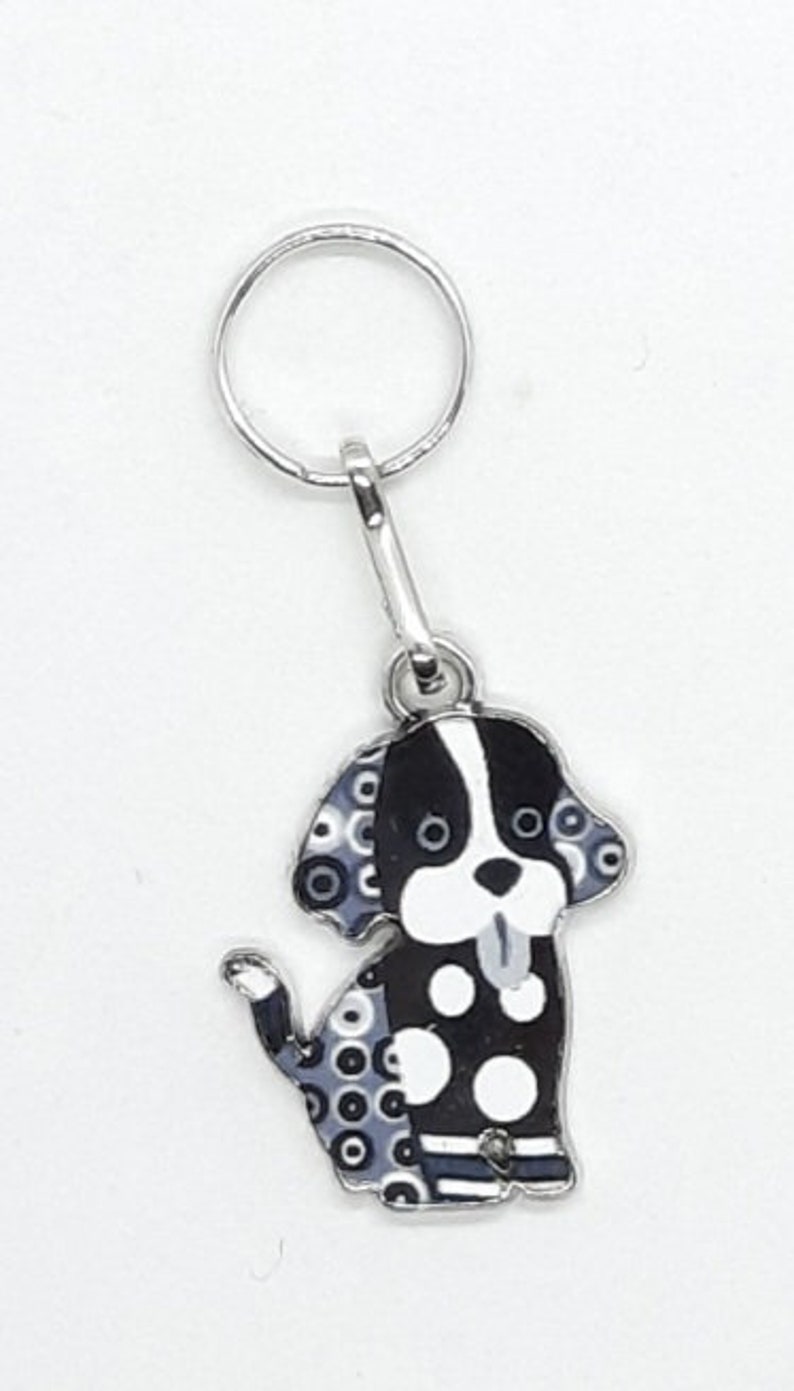 Coloré DOG PUPPIES Charm Bijoux Zipper Key Shoe Bag Mobile Phone Pendentif Métal Couleur Argent 37mm X 15mm Schwarz Weiß
