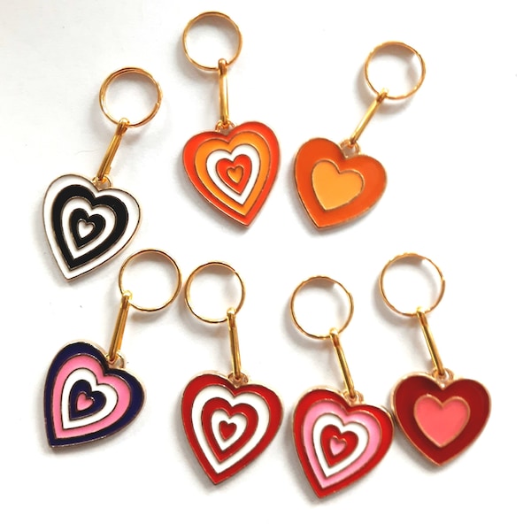 HEART MULTICOLOR Charm Jewelry Puller Helper Zipper Pendant Metal Color Gold with Colorful Enamel Lacquer