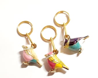 3D BIRD Glamour Charm Joyería Tirador Ayudante Cremallera Colgante Metal Sólido Color Oro / Laca Colorida 33 mm X 15 mm 2.1g