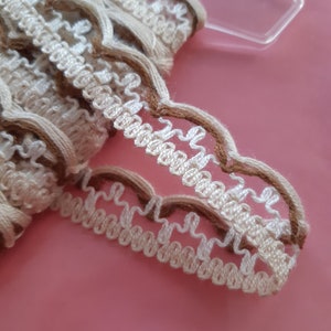 0,65 euro/metr, 4 m x 20 mm obramowanie w stylu vintage wiejskiego domu, złożone obramowanie, dekoracyjne obramowanie 100% poliakryl brązowy beżowy wełna biały