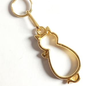 ZIPPER CATS Katze Charm Schmuck Zieher-Helfer Reißverschluss-Anhänger Metall Farbe diverse Farben Gold hohl 47 X 13