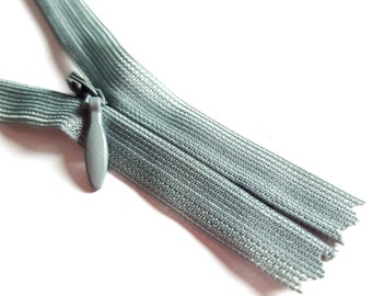 GREY seam concealed nylon size 3 indivisible vintage zipper size 3 (577 YKK) молния cerniera cremallera fermuar cipzár רוכסן
