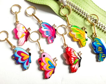 BUTTERFLY strong colors Zipper Puller Pendant Metal Socket Color Gold with lack colors